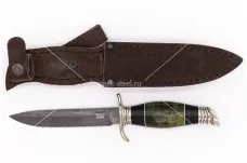 Нож финка НКВД-2 кованая сталь ХВ-5 Алмазка карельская берёза (зеленый)